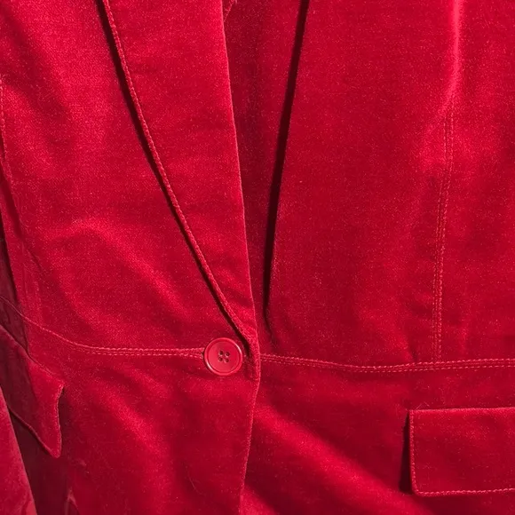 NWOT Talbots Red Velvet Blazer Tailored Fit with Notched Lapel