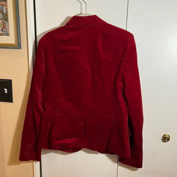 NWOT Talbots Red Velvet Blazer Tailored Fit with Notched Lapel