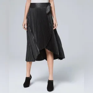 NWOT WHBW Metallic Pleated Wrap MIDI Skirt