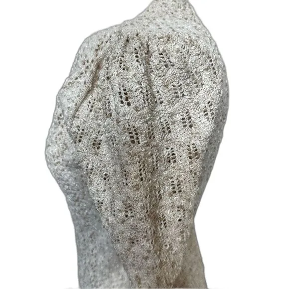 NWT 70s Leslie Fay Petites Sheer Ivory Crocheted Top &amp; Skirt - Women 12 -Cottage