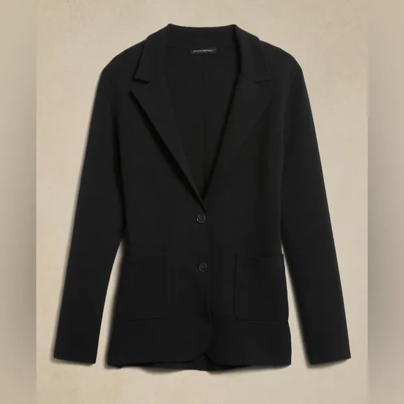 NWT! Banana Republic Black Milano Sweater Blazer - Size Large
