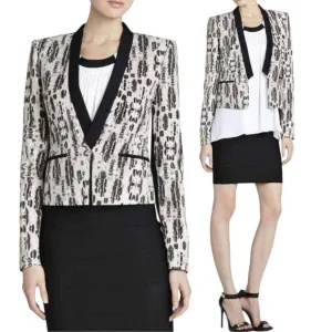 NWT** BCBGMAXAZRIA Guy Print Blazer CroppedBusiness Black/Comb Medium