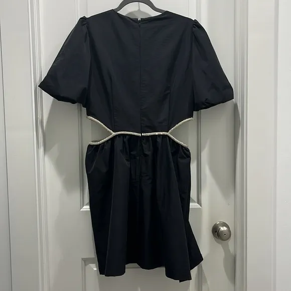NWT WAYF Puff Sleeve Cut Out Mini Black Dress Sz M