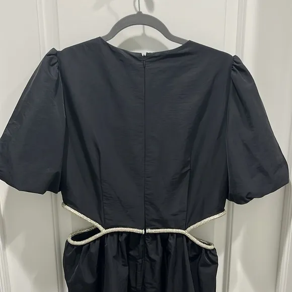 NWT WAYF Puff Sleeve Cut Out Mini Black Dress Sz M