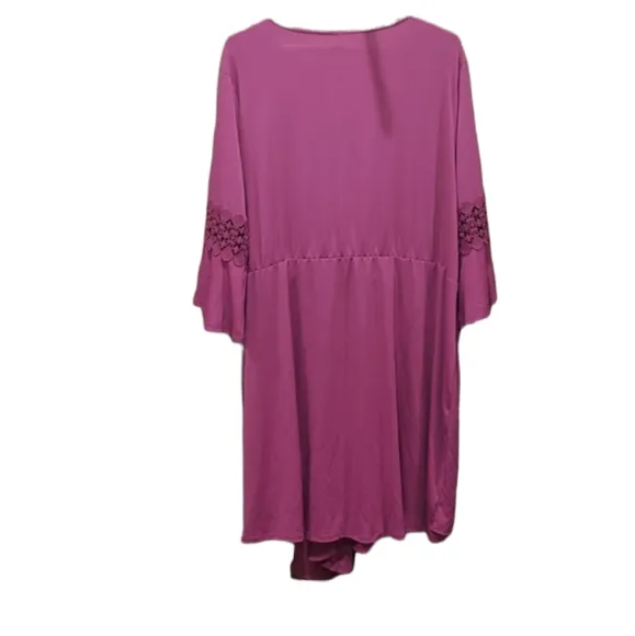 NY COLLECTION pink jersey knit &amp; lace wrap dress plus size NWT sz 2X