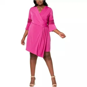NY COLLECTION pink jersey knit &amp; lace wrap dress plus size NWT sz 2X
