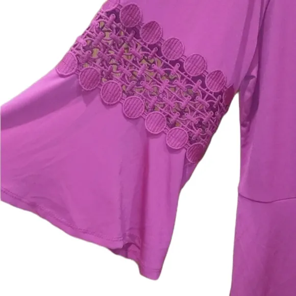 NY COLLECTION pink jersey knit &amp; lace wrap dress plus size NWT sz 2X
