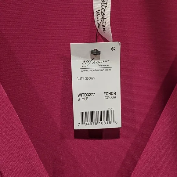 NY COLLECTION pink jersey knit &amp; lace wrap dress plus size NWT sz 2X