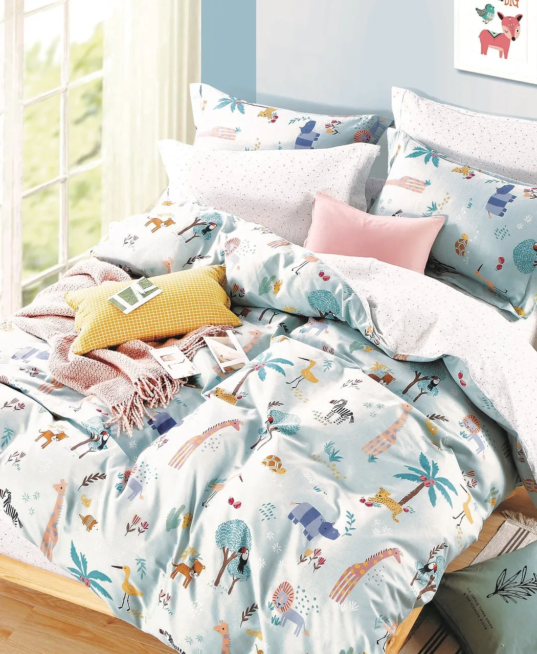 Odyssey Living Kids Cotton Printed Quilt Cover Set - Safari - Single