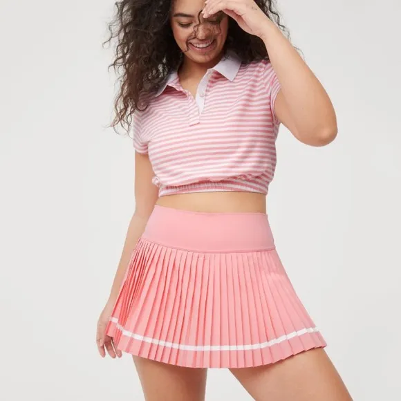 Offline By Aerie All Aces Pleated Tennis Skirt Skort in Pink Size Small