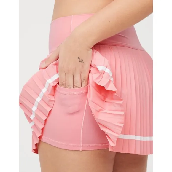Offline By Aerie All Aces Pleated Tennis Skirt Skort in Pink Size Small