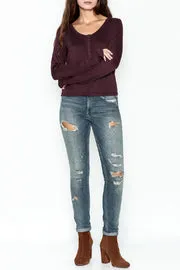 Olive & Oak Evie Long Sleeve Crop Top | Lt. heather Grey