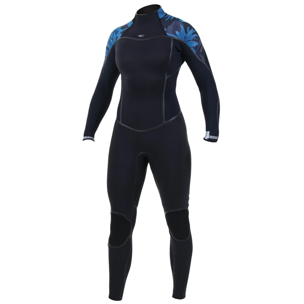O'Neill Womens Psycho One 3/2mm BZ Wetsuit -Black/Blue Faro/Abyss