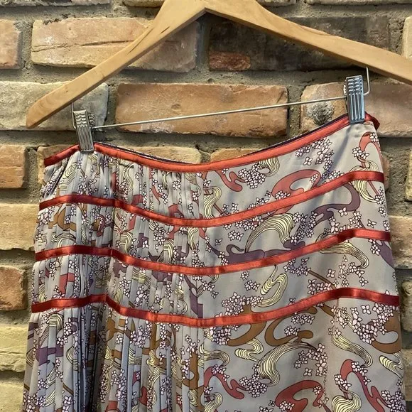 original penguin by munsingwear pleated gray floral silk skirt nwt Mrsp $250 10