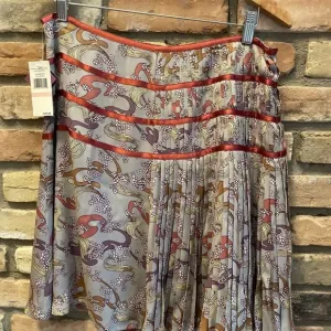 original penguin by munsingwear pleated gray floral silk skirt nwt Mrsp $250 10