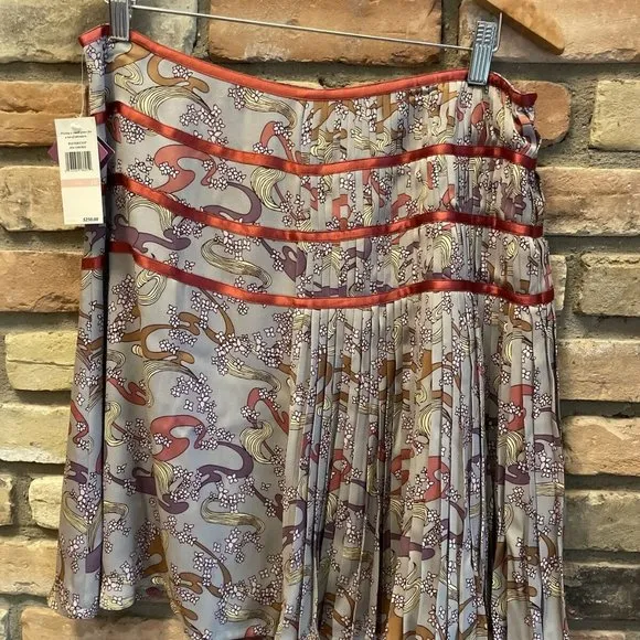 original penguin by munsingwear pleated gray floral silk skirt nwt Mrsp $250 10