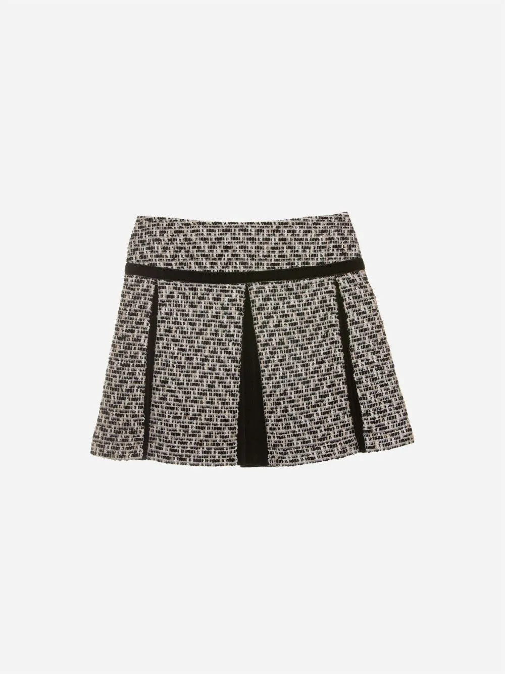 Patachou - Pleated Tweed Skirt - Black Ivory