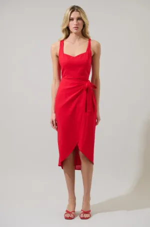 Perline Wrap Red Dress