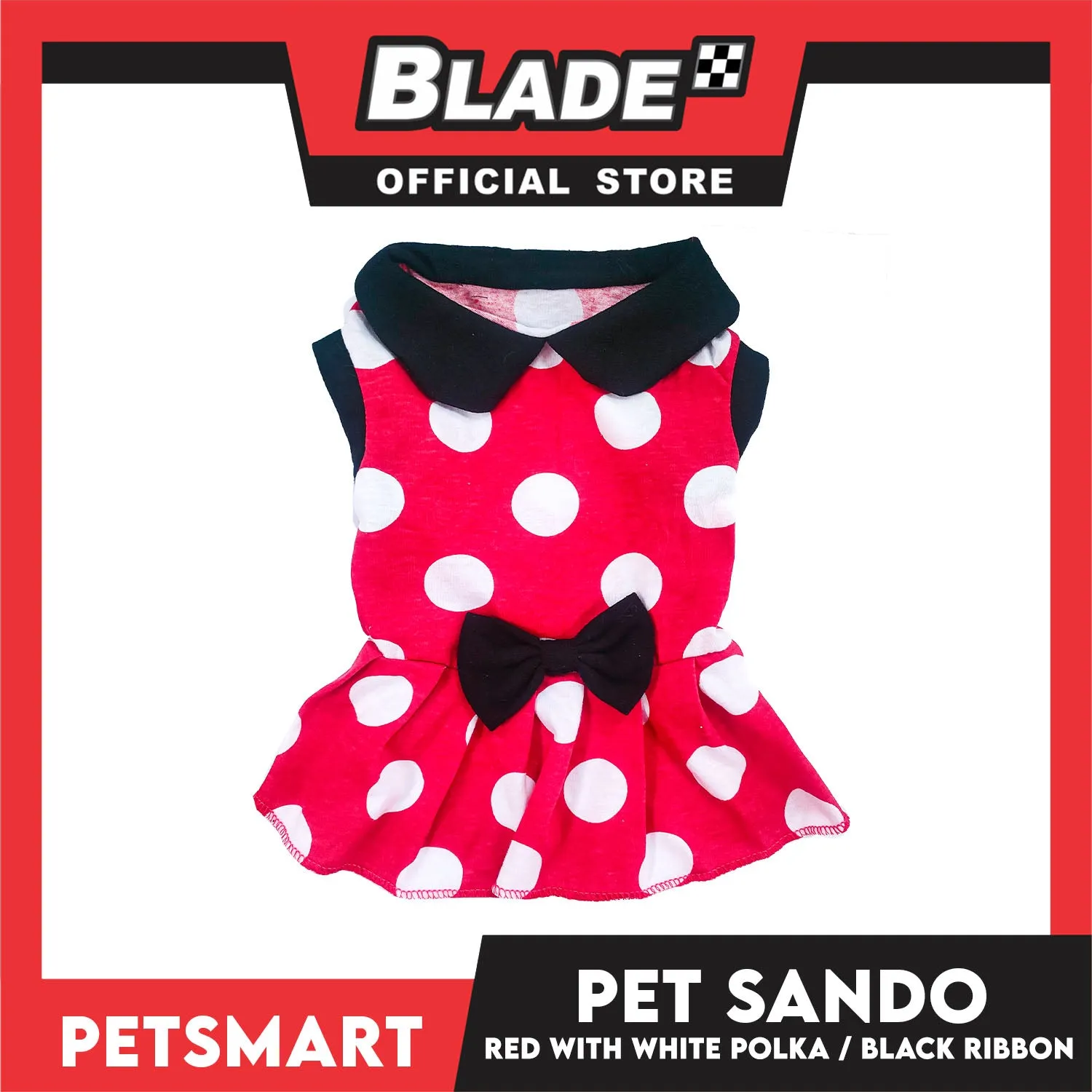 Pet Dress Red with White Polka and Ribbon Design DG-CTN152M (Medium) Perfect Fit For Dogs And Cats