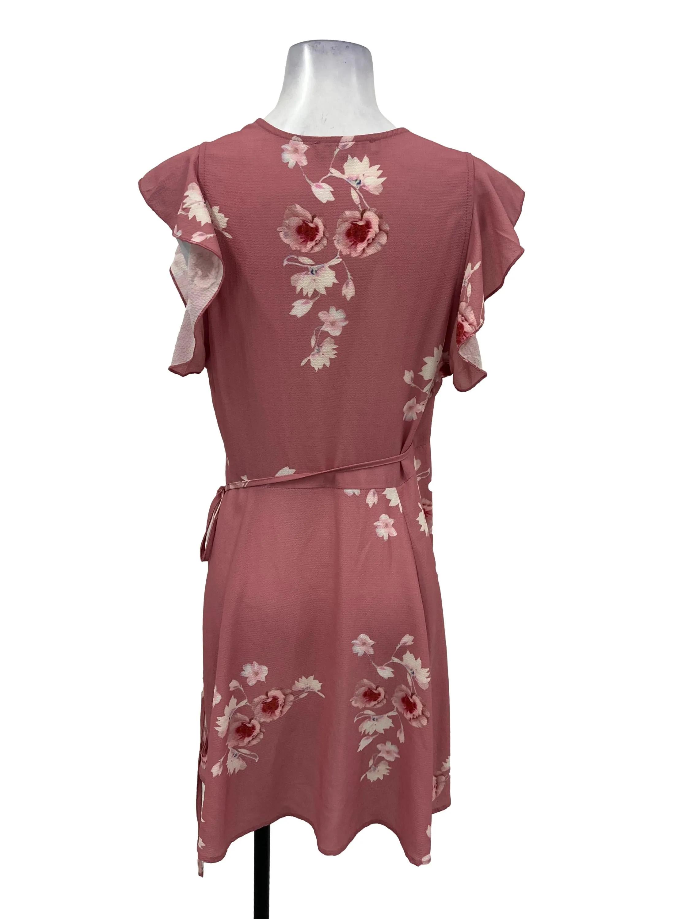 Pink Floral Wrap Dress