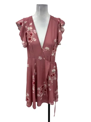 Pink Floral Wrap Dress
