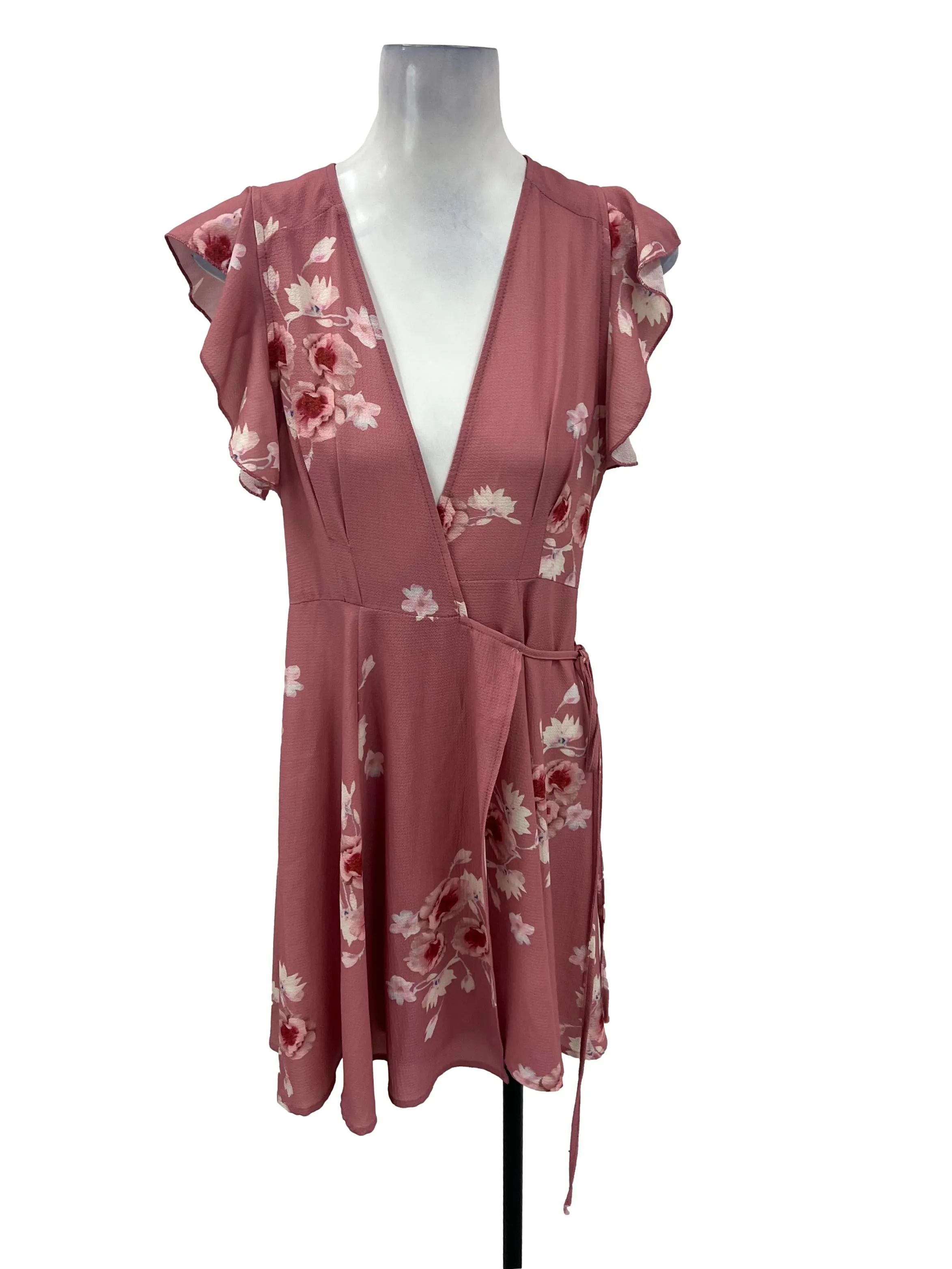 Pink Floral Wrap Dress