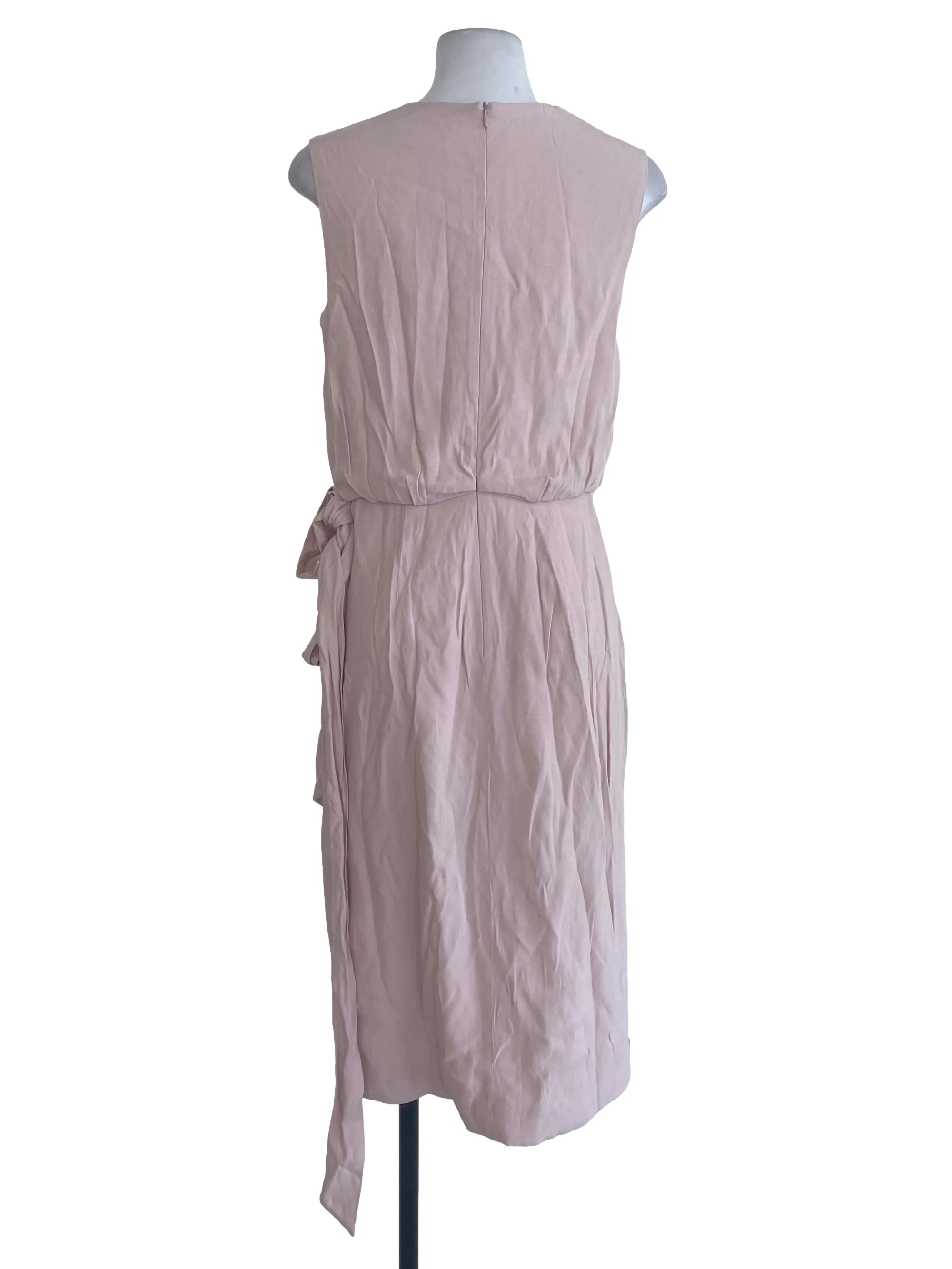 Pink Plain Wrap Dress