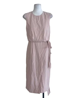 Pink Plain Wrap Dress