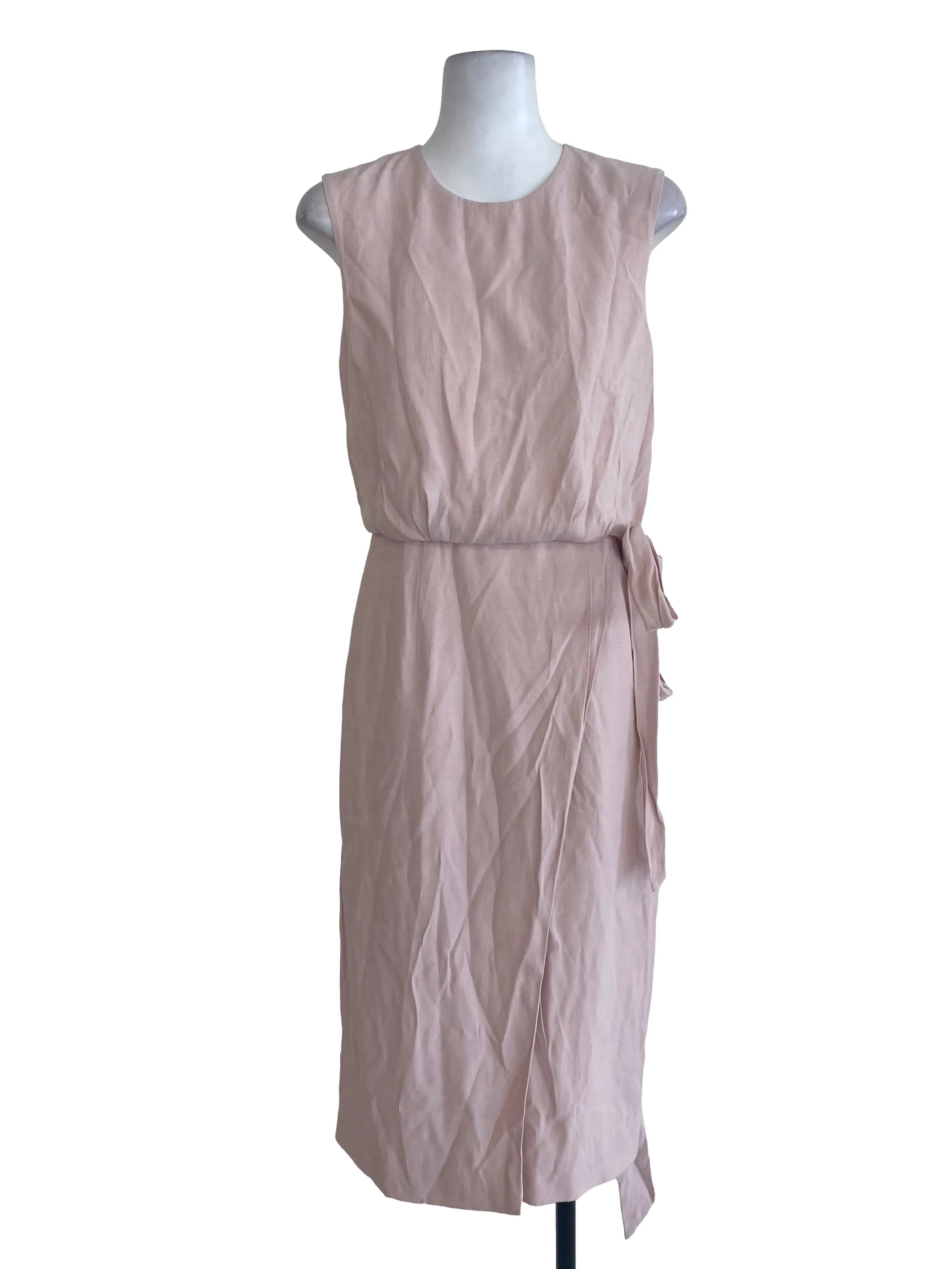 Pink Plain Wrap Dress