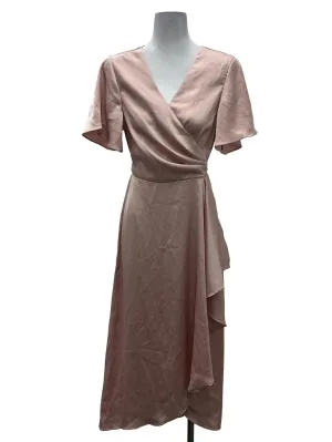Pink Satin Wrap Dress