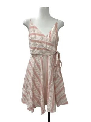 Pink V Neck Wrap Dress