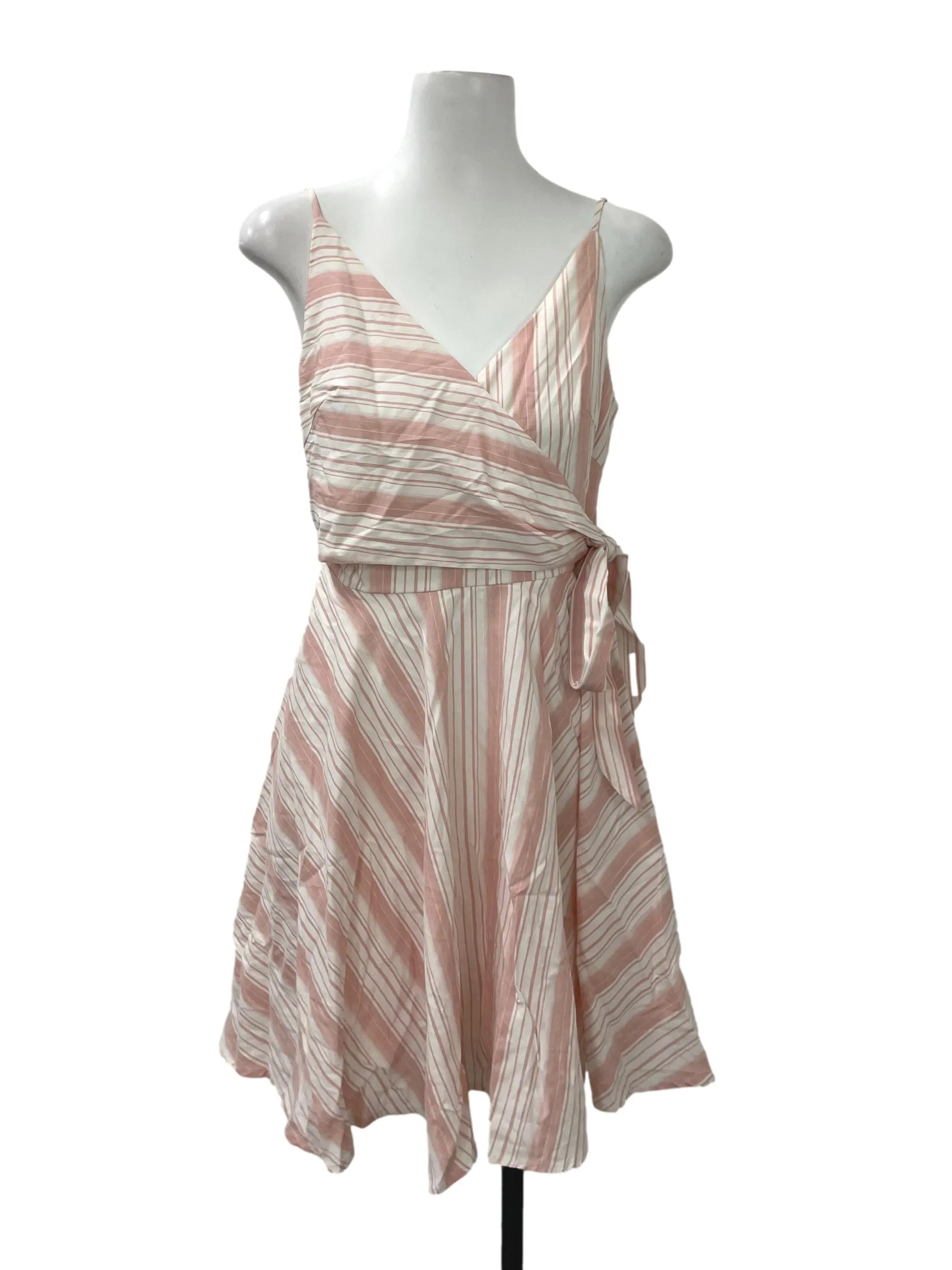 Pink V Neck Wrap Dress