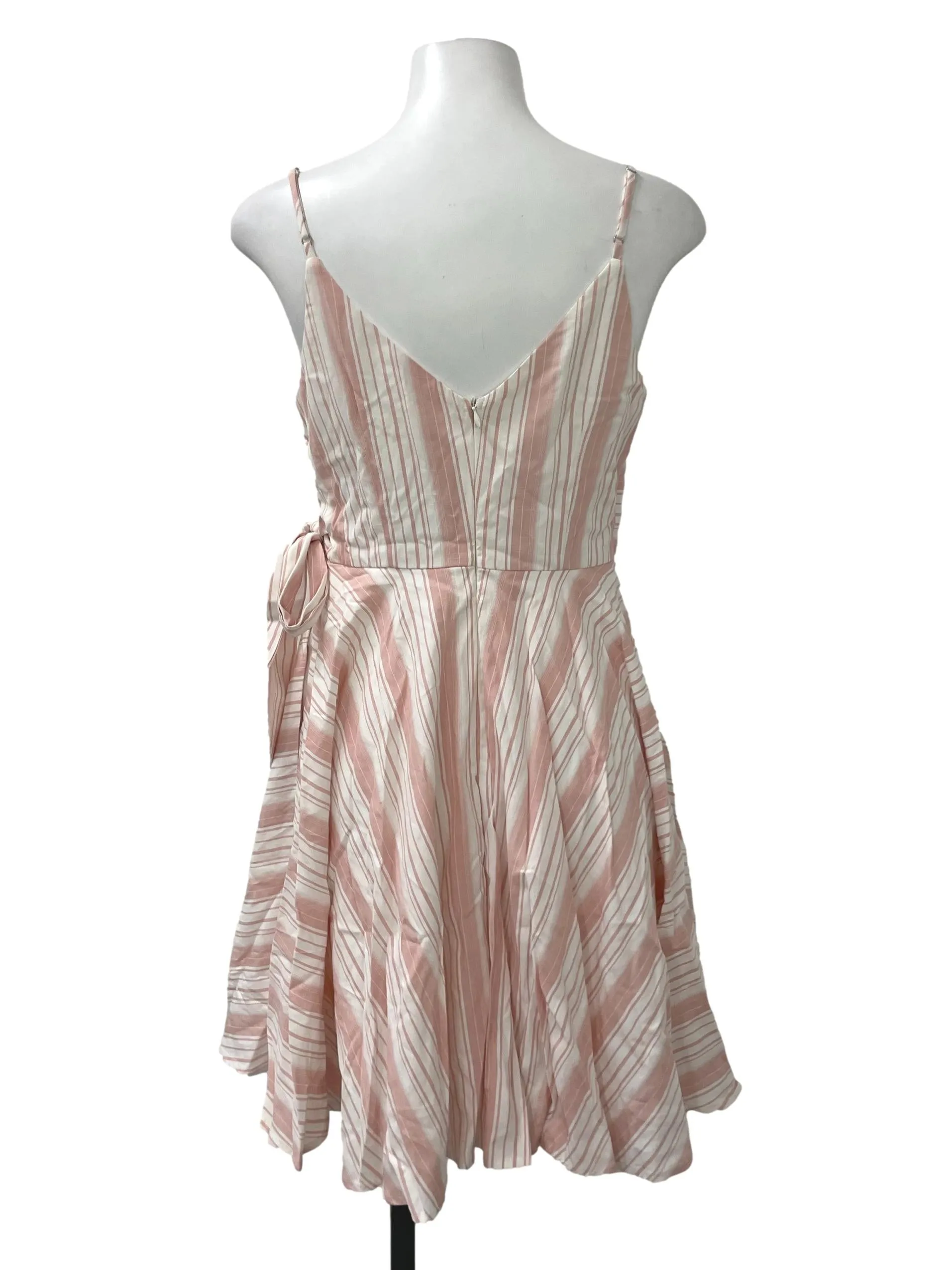 Pink V Neck Wrap Dress