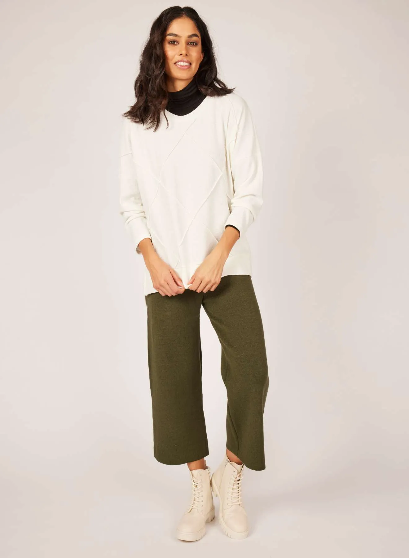 Pistache Diamond Honey Comb Knit Oversized Top
