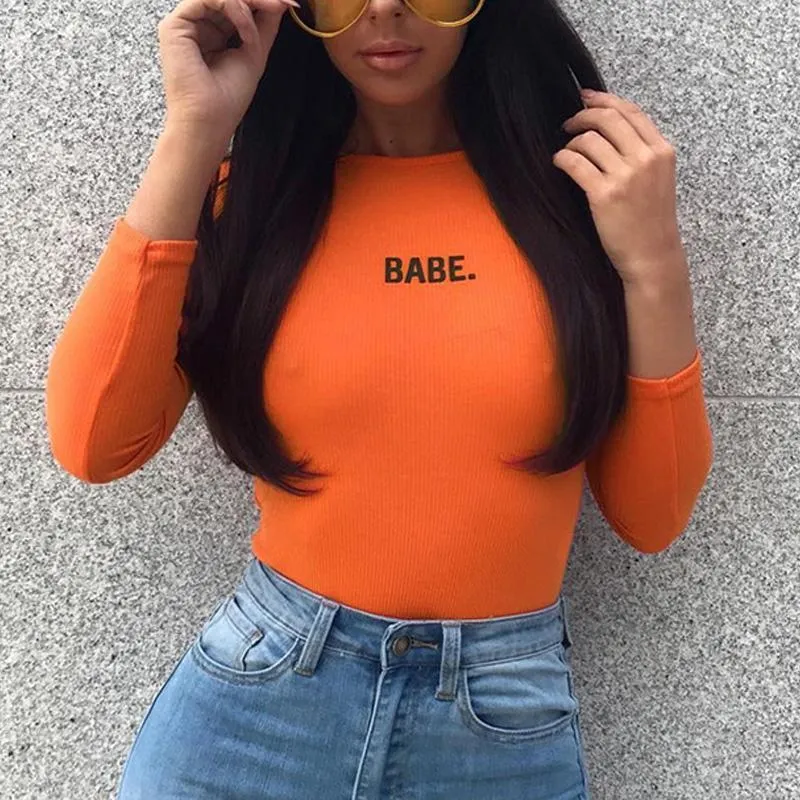 Pit Print Elastic Long Sleeve Bodysuit
