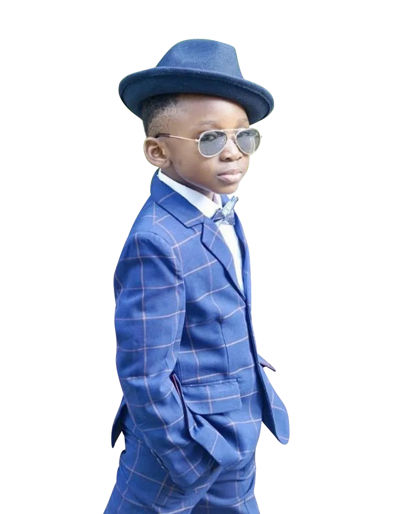 Plaid Navy Blue Classic Fit Suit