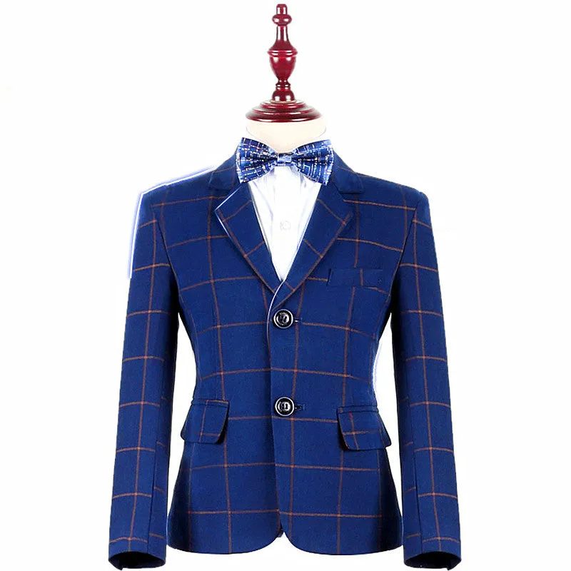 Plaid Navy Blue Classic Fit Suit