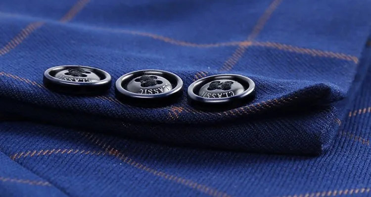 Plaid Navy Blue Classic Fit Suit