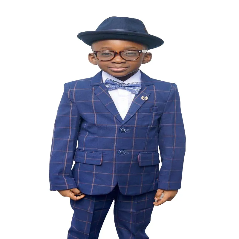 Plaid Navy Blue Classic Fit Suit