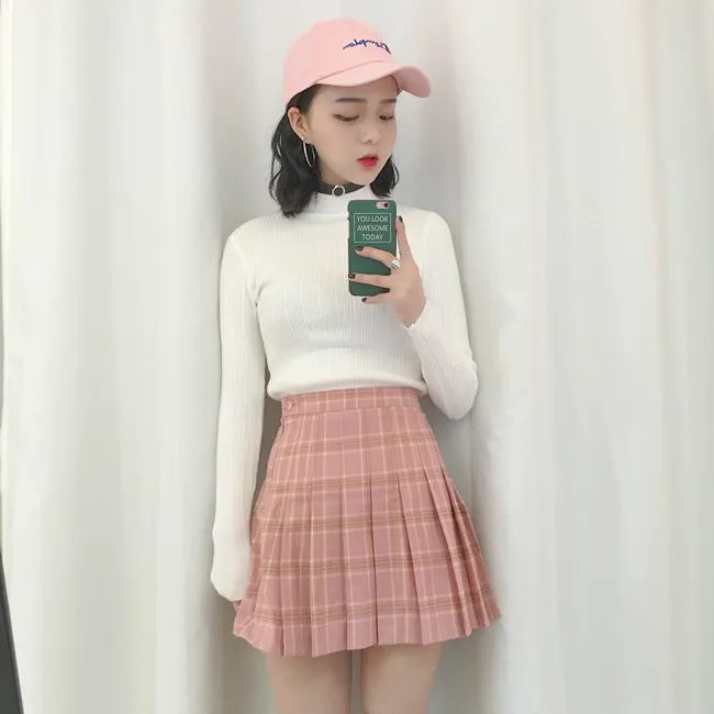 Plaid Pleated Skirt KF40072