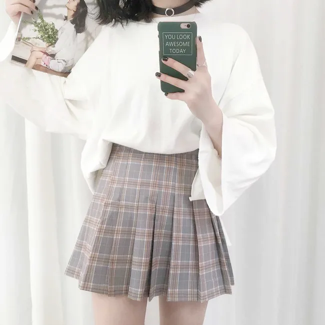 Plaid Pleated Skirt KF40072