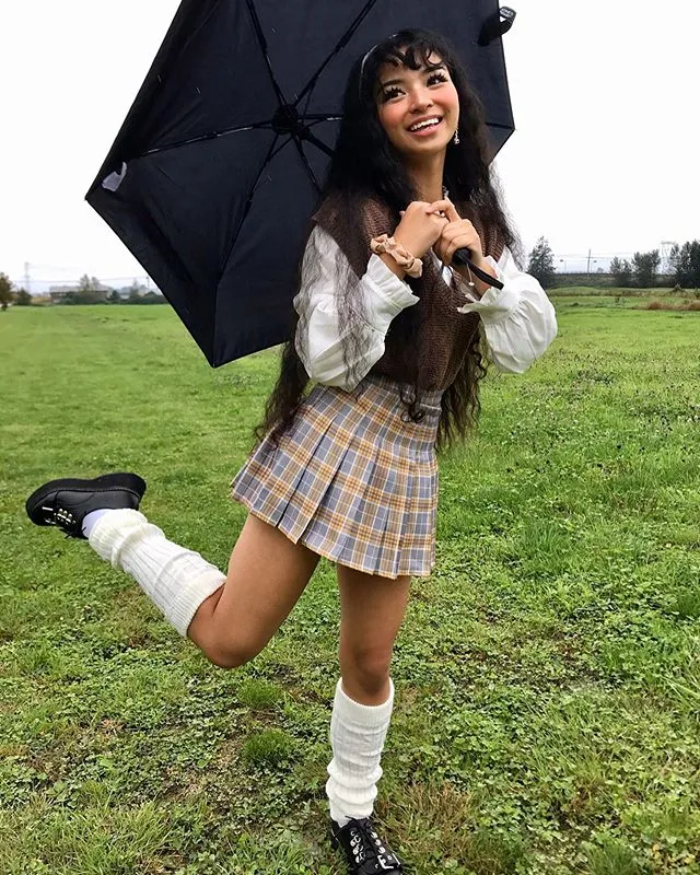 Plaid Pleated Skirt KF40072