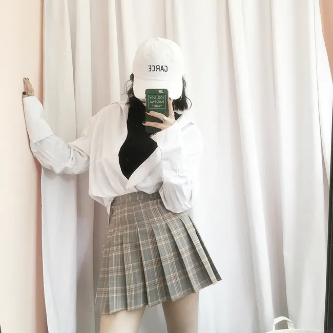Plaid Pleated Skirt KF40072