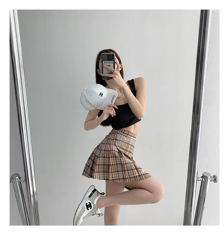 Plaid pleated skirt KF9577