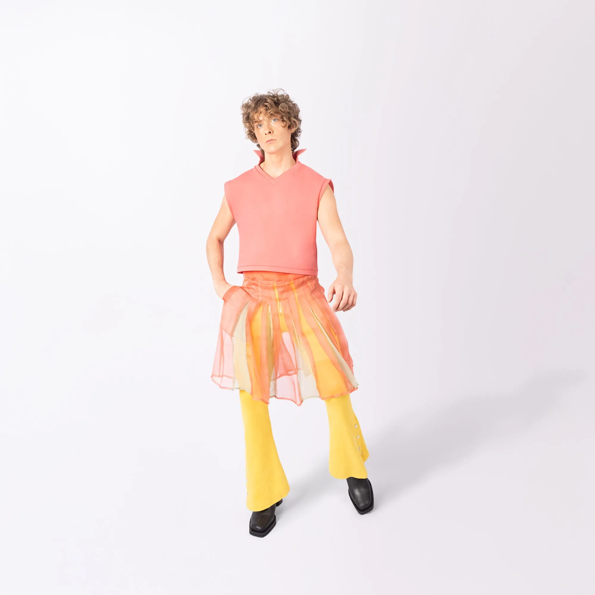 Pleated Kilt Silk Skirt