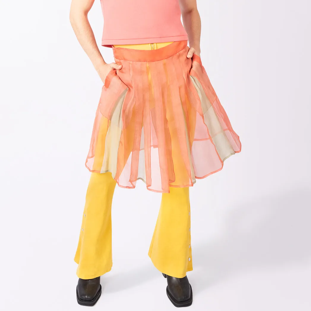 Pleated Kilt Silk Skirt