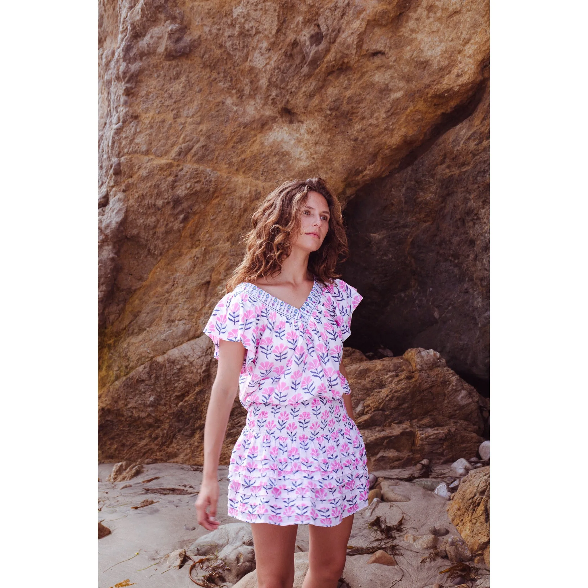 Pleated Smocked Mini Skirt