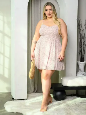 PLUS SIZE SLEEVELESS FIT & FLARE FLORAL MINI DRESS