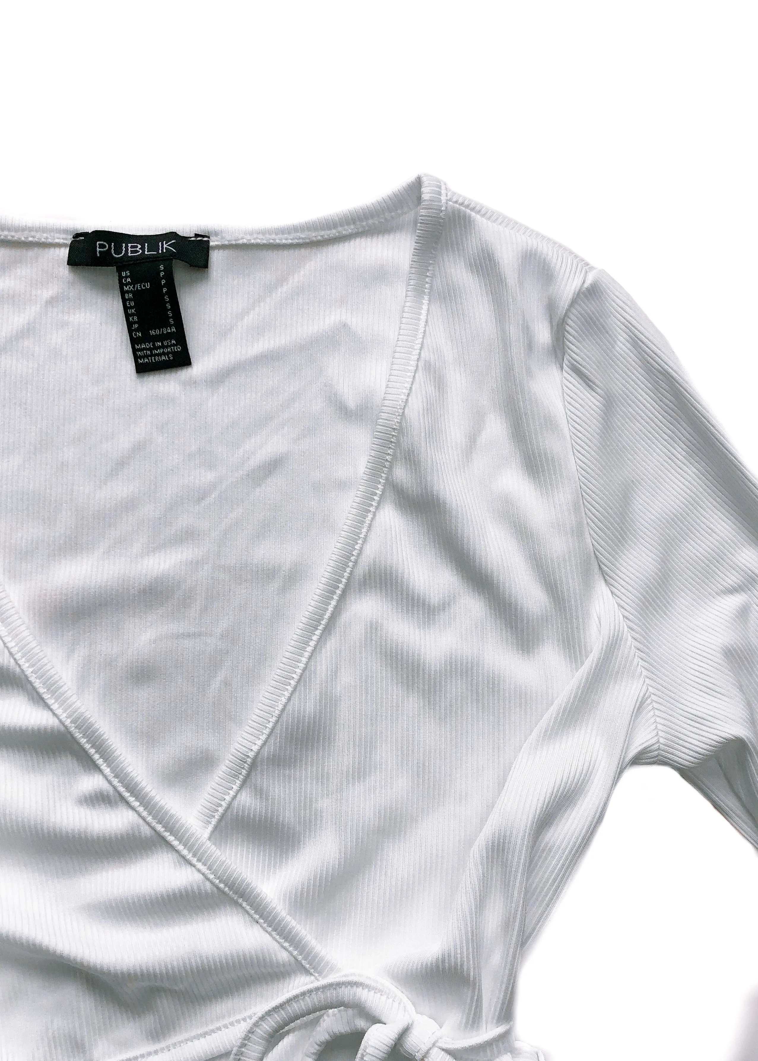 Polly Wrap Crop Top - White