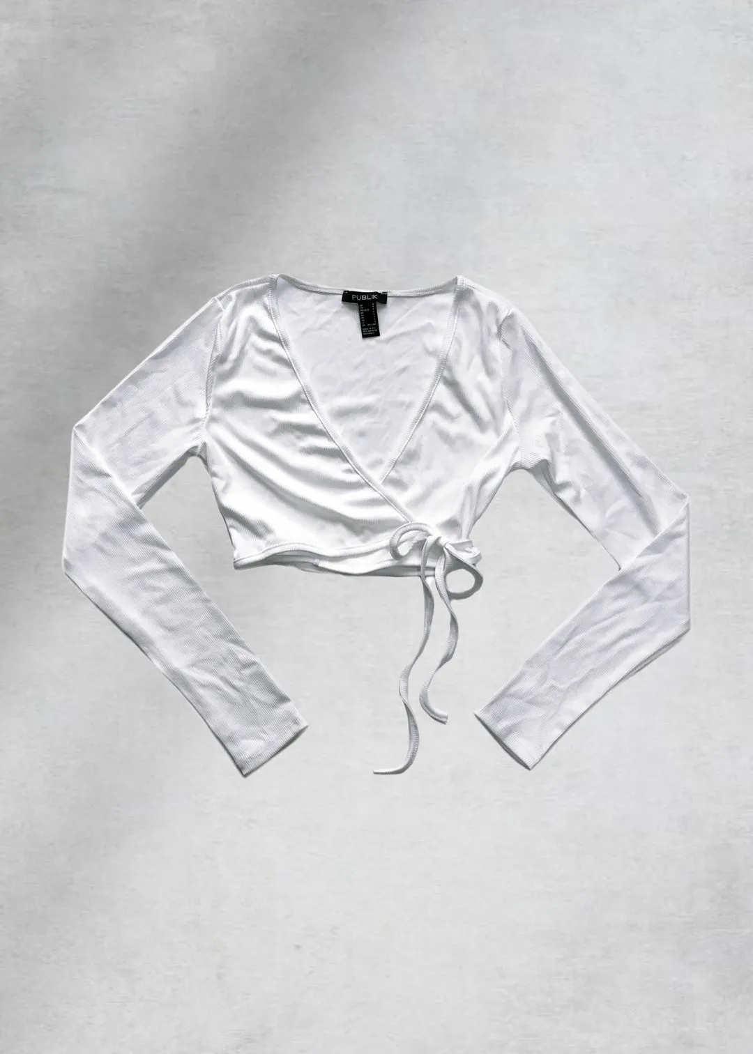 Polly Wrap Crop Top - White